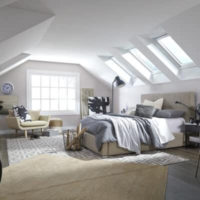 Living room with VELUX skylight